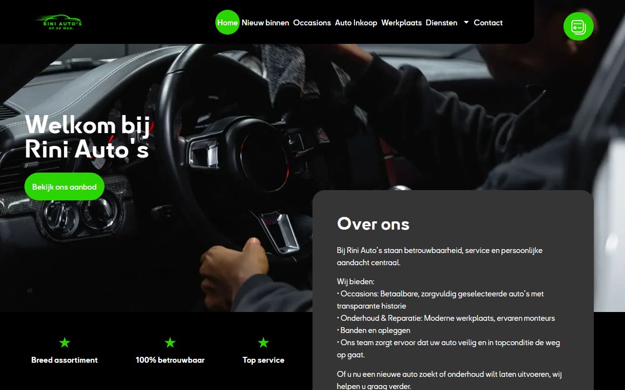 Rini Auto's website