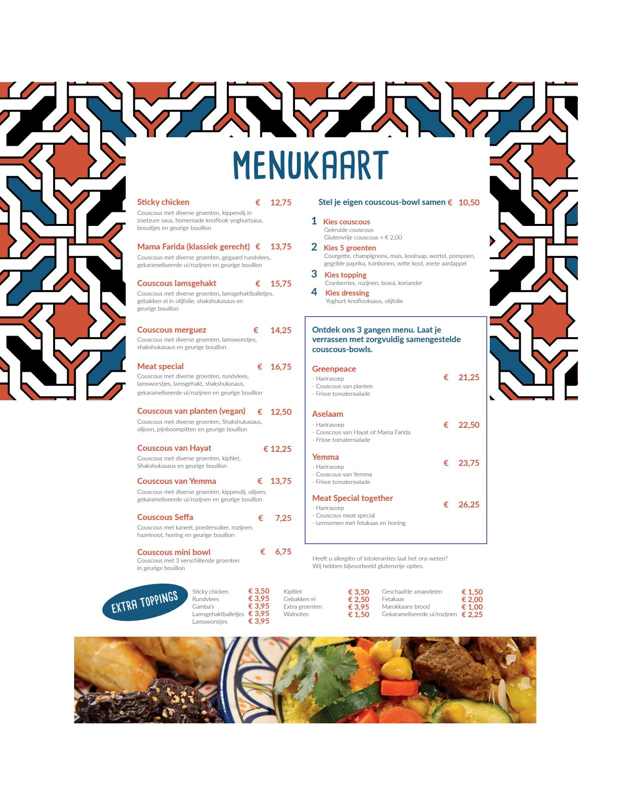 Couscousbar menukaart voorkant
