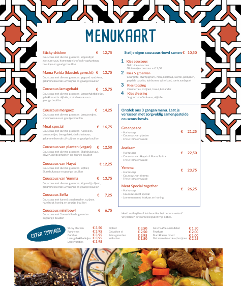 Couscousbar folder voorkant