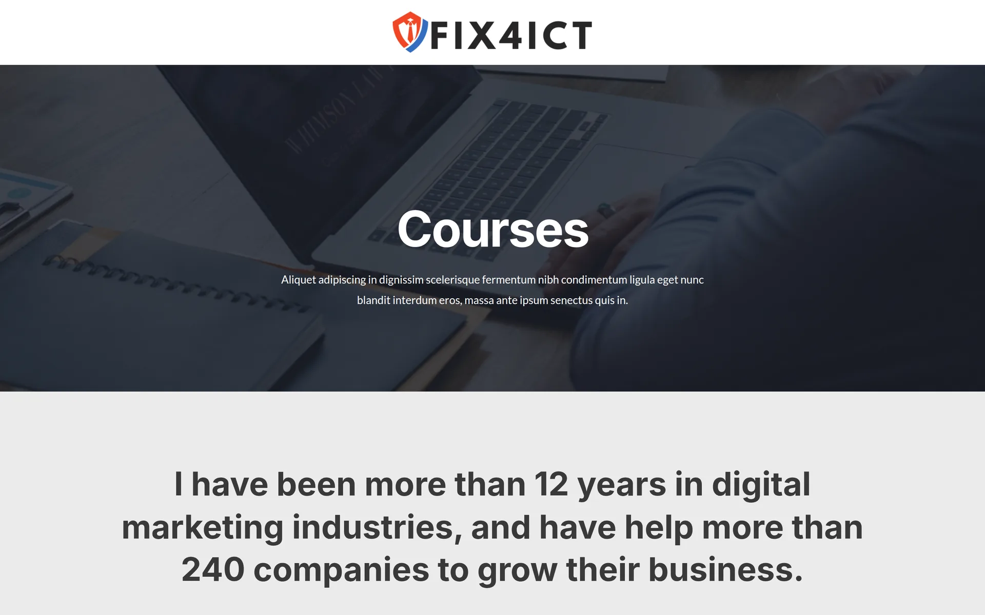 De pagina Courses, fix4ict.nl/all-courses