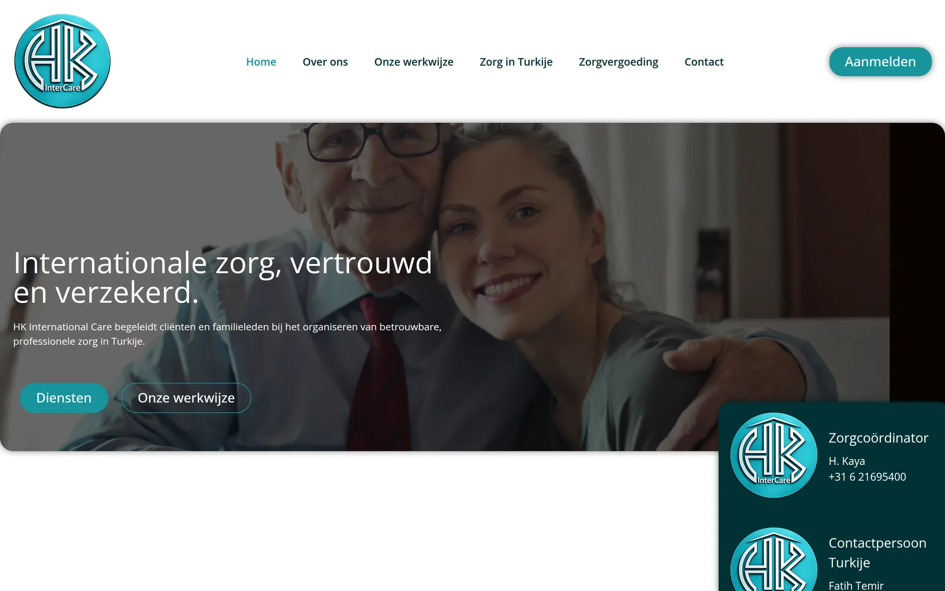 Website van HK Intercare