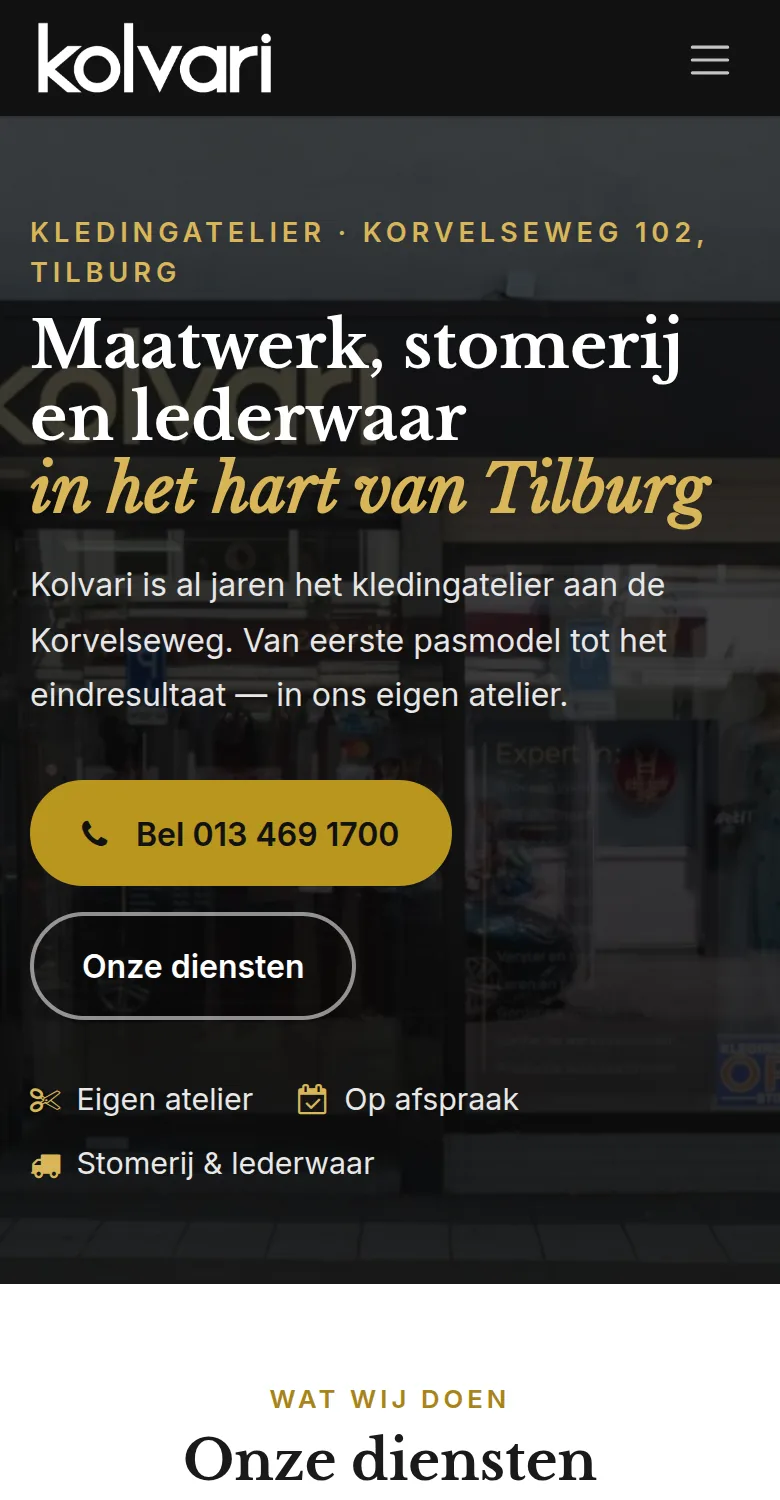 De startpagina op een telefoon, kolvari.atlaspos.nl