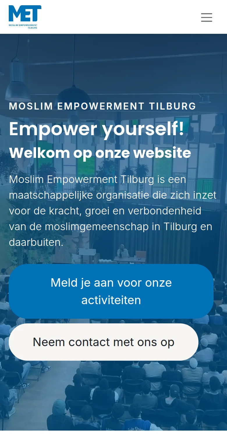 De startpagina op een telefoon, my.metilburg.nl
