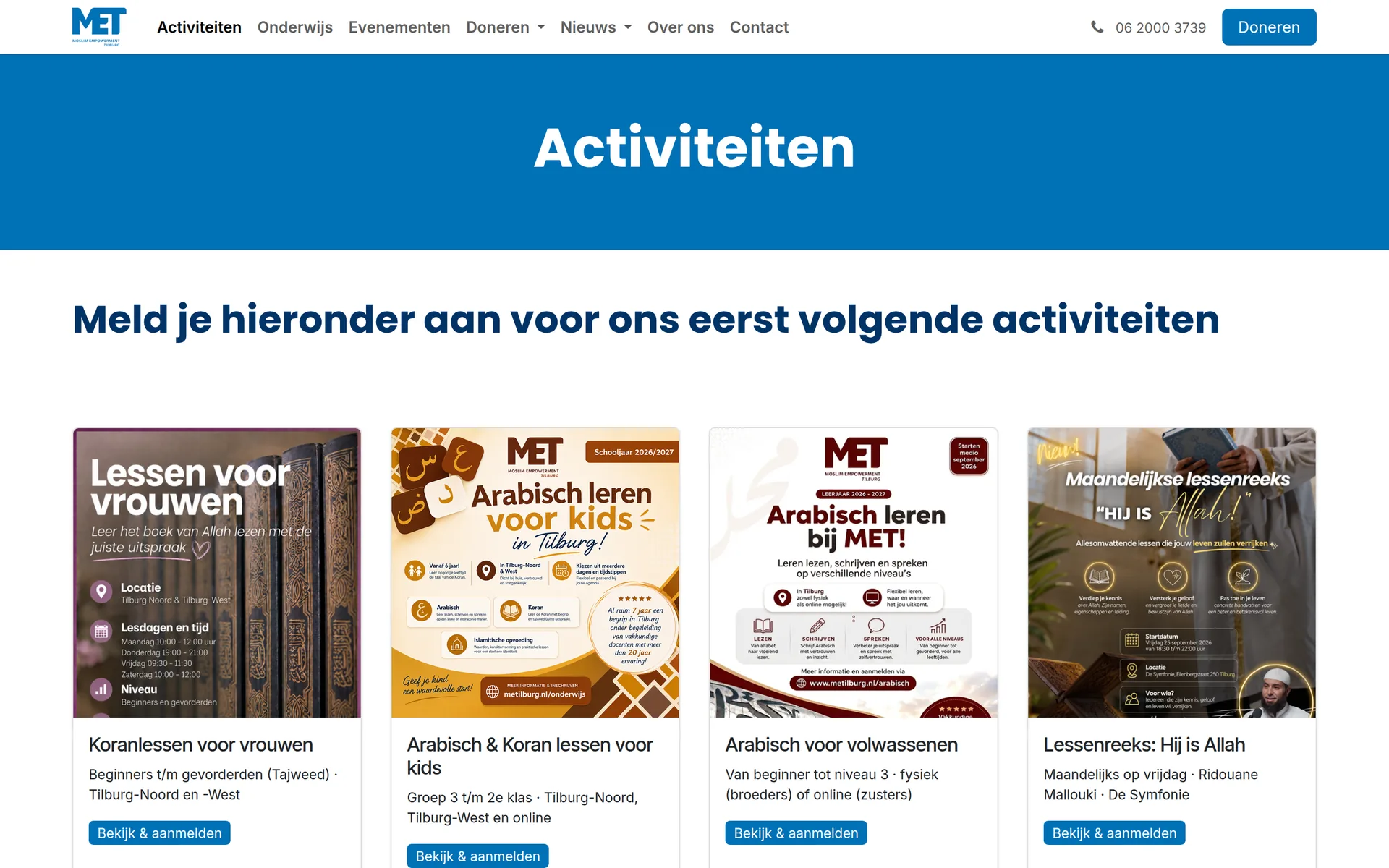 De pagina Activiteiten, my.metilburg.nl/activiteiten