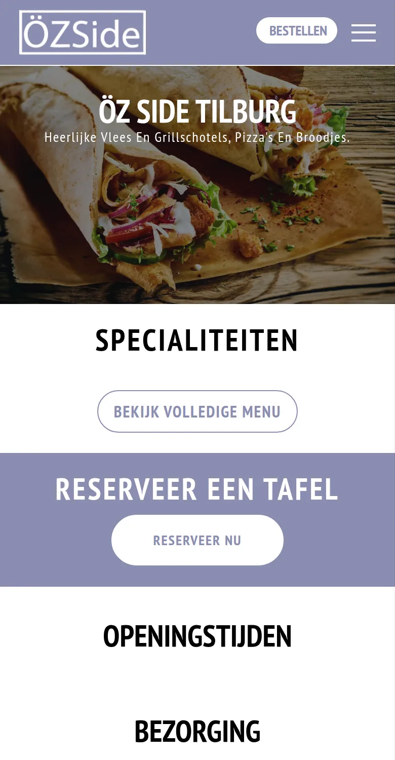 De startpagina op een telefoon, oz-side.nl