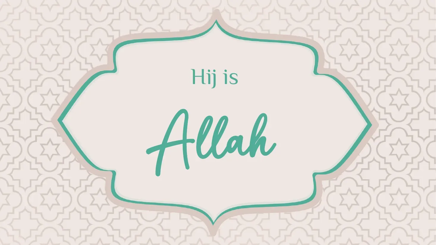 De titelslide van de lessenreeks "Hij is Allah"