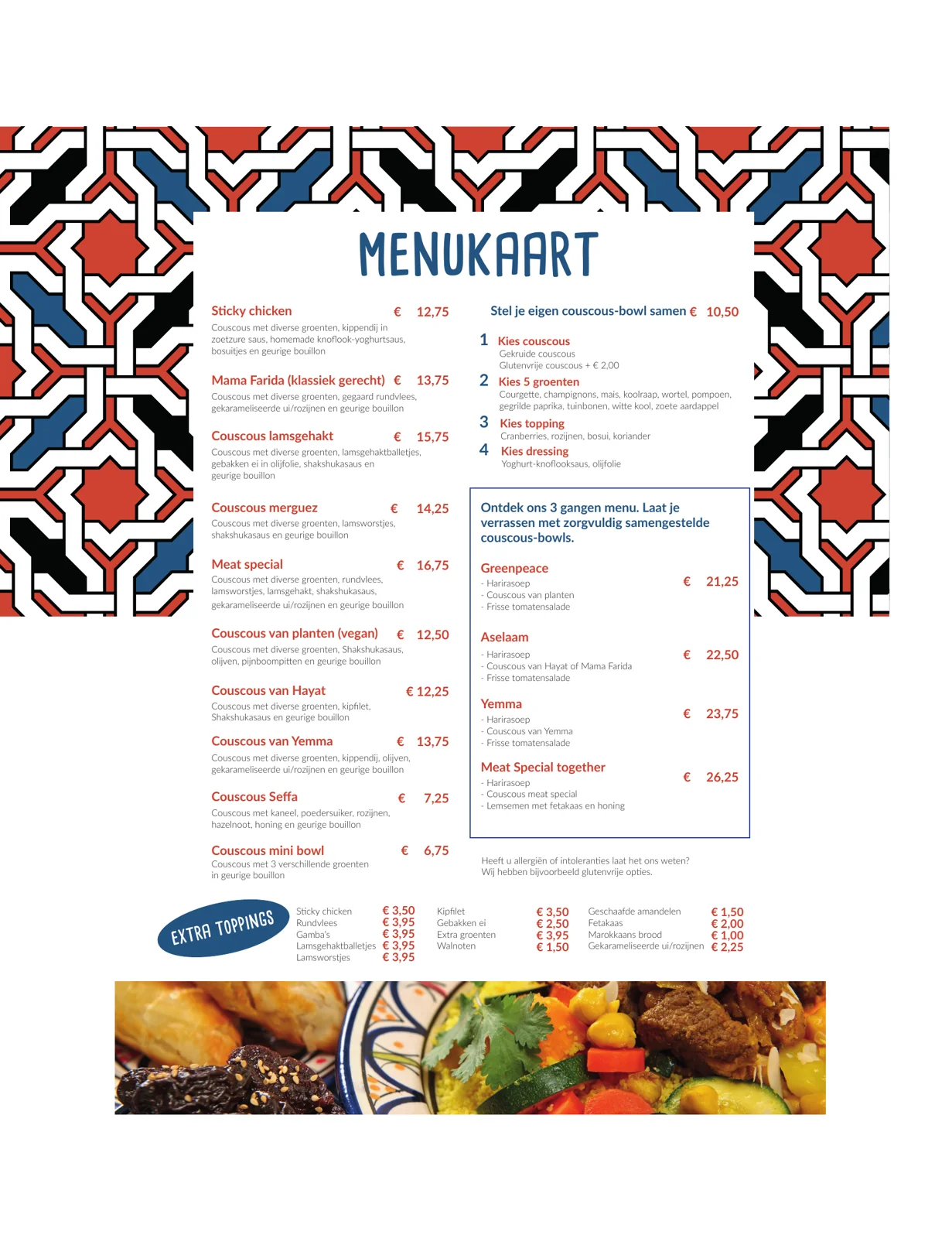 Couscousbar: Menukaart A4