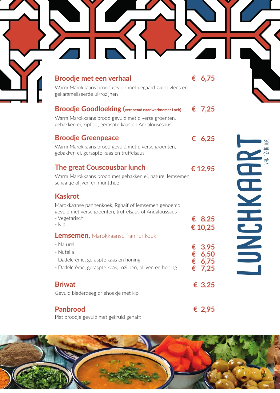 Couscousbar: Lunchkaart A5