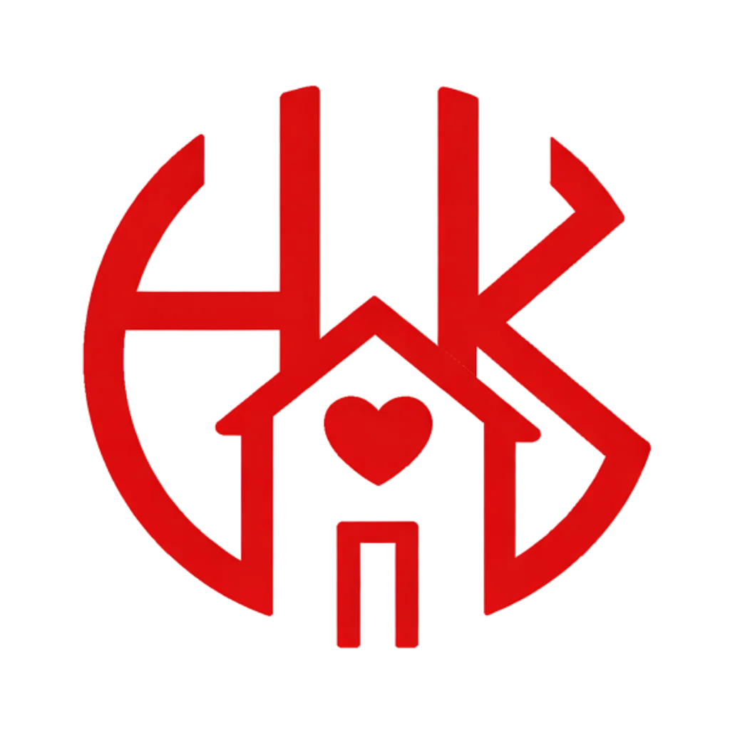 Een logovariant uit de verkenning: HK met een huis en een hart