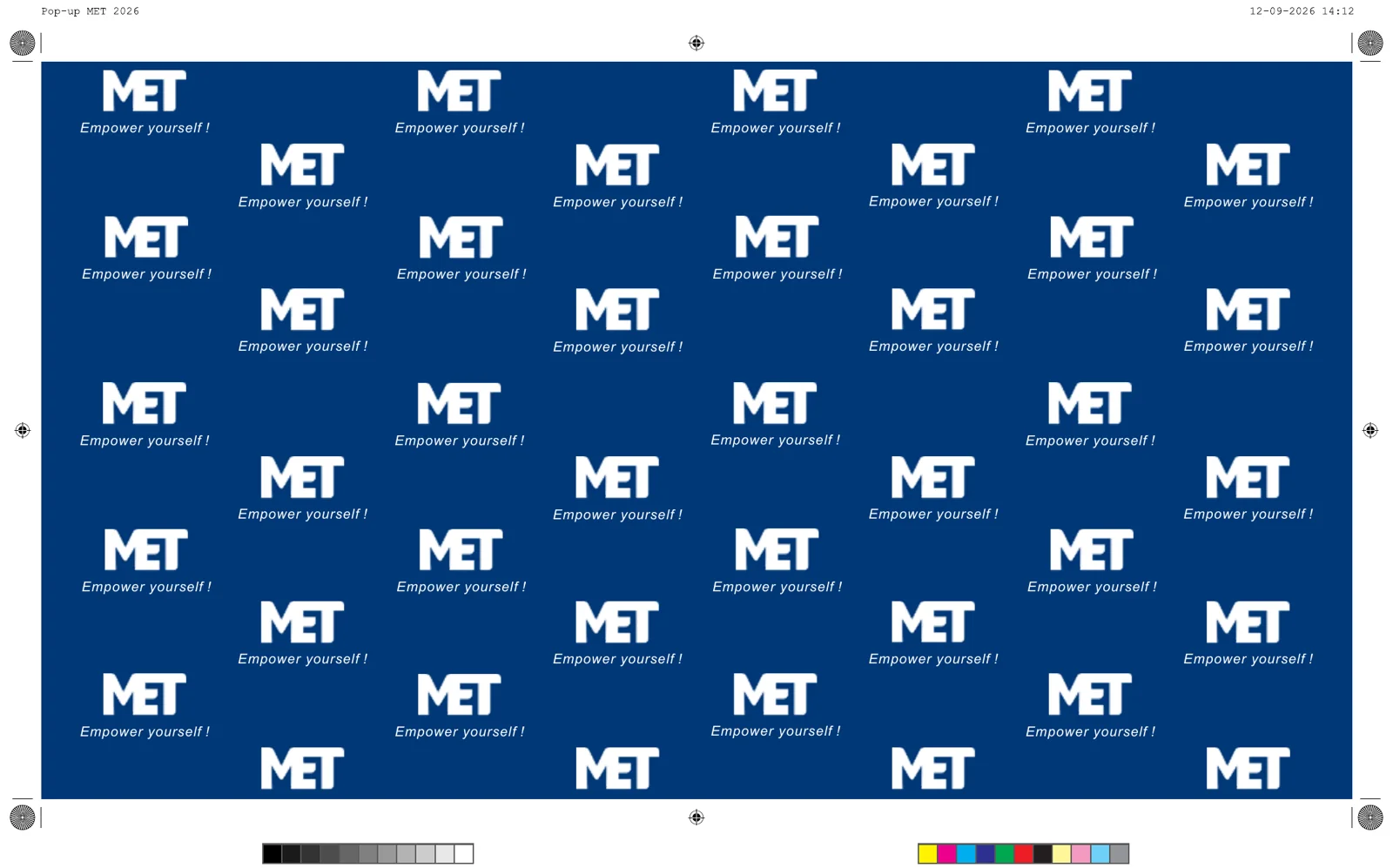 Het spandoek voor evenementen, met het logo in een herhalend patroon
