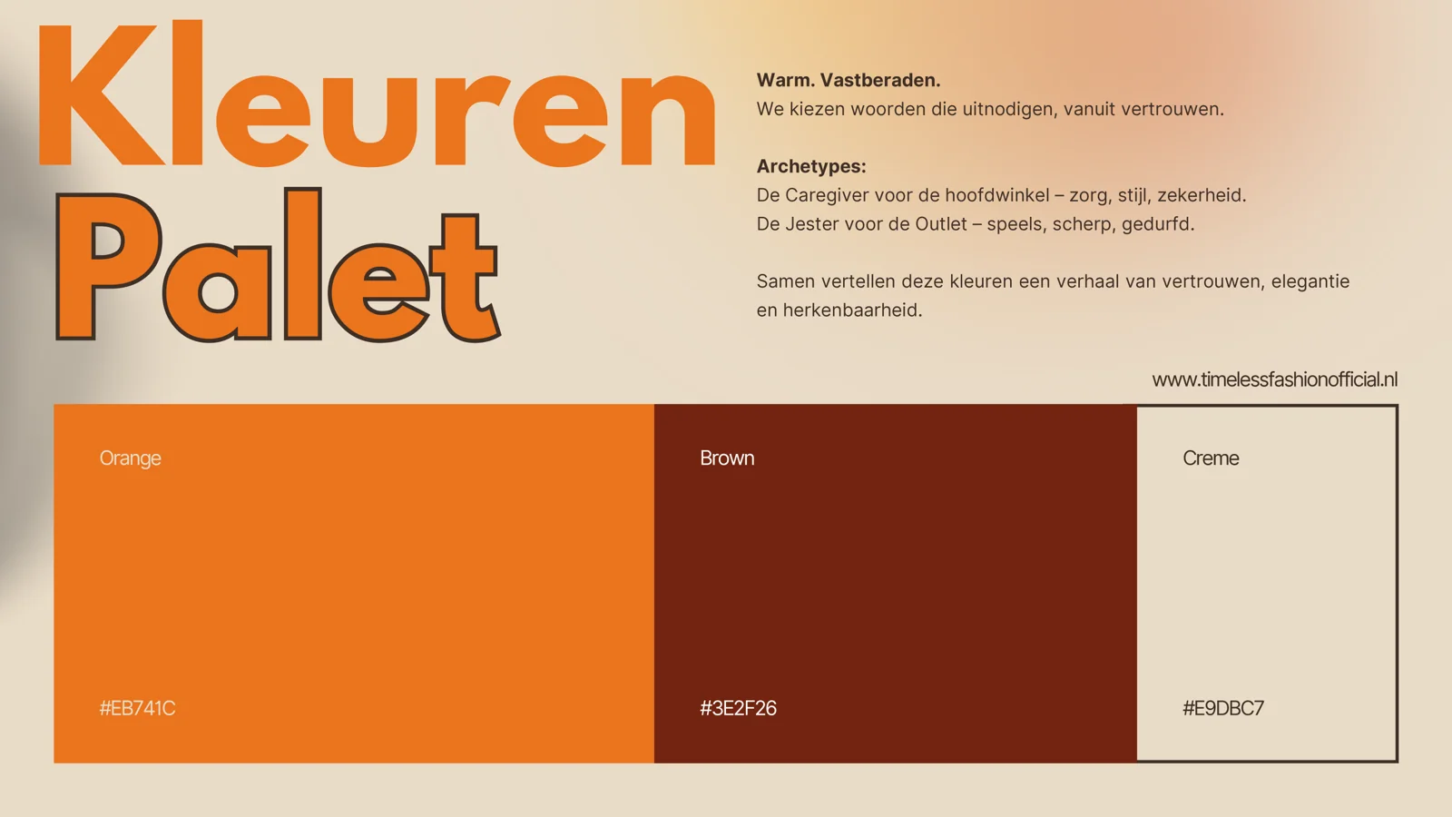 Timeless Fashion: Brand book, kleurpalet